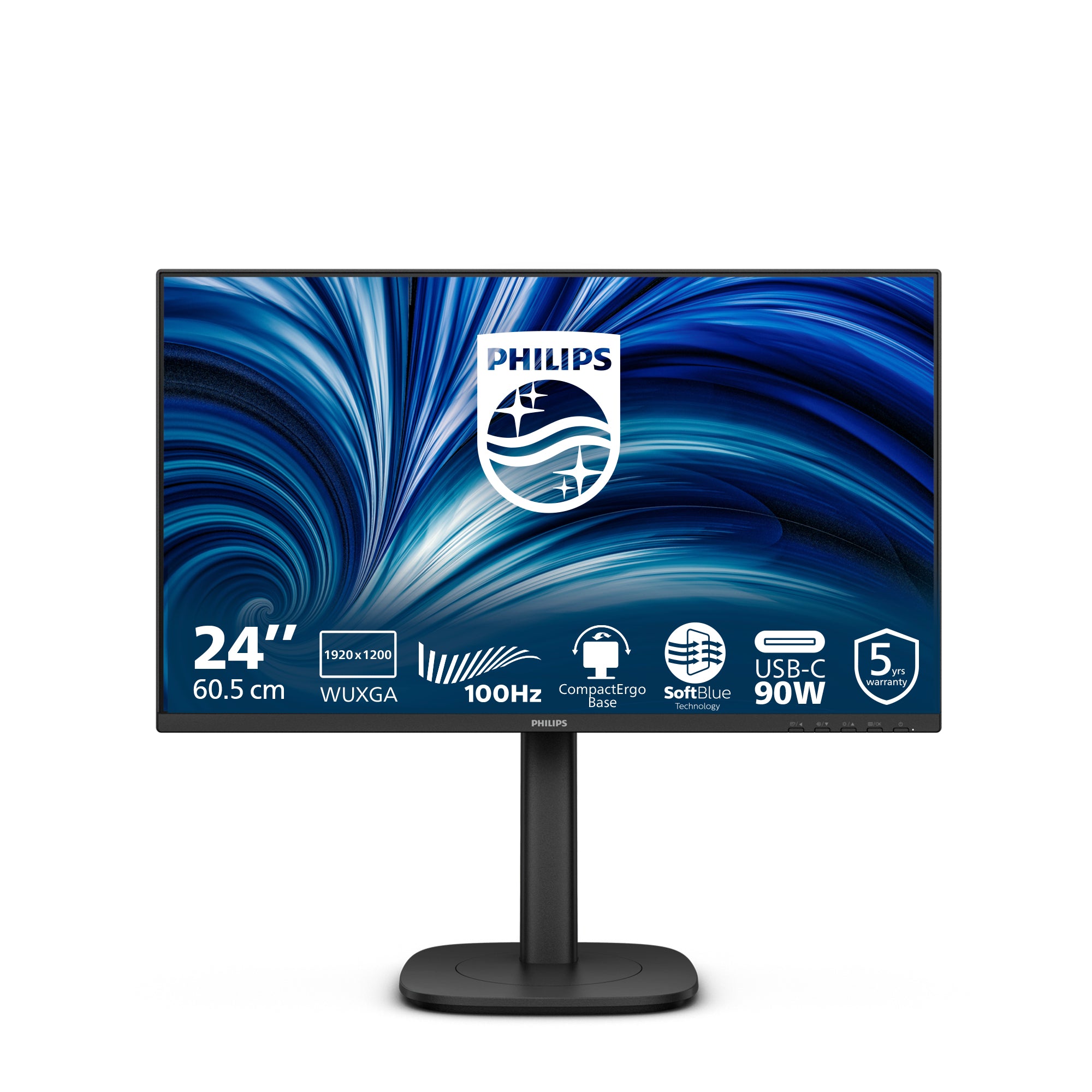 Philips 24B2U3301D/00 – Monitor, 24", IPS, 100 Hz, USB-Hub, Lautsprecher, höhenverstellbar, Schwarz