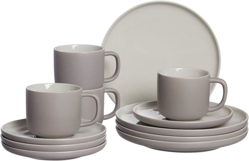 Ritzenhoff & Breker Frühstücks-Service Jasper – 12-teiliges Set, Steinzeug, Taupe, spülmaschinenfest