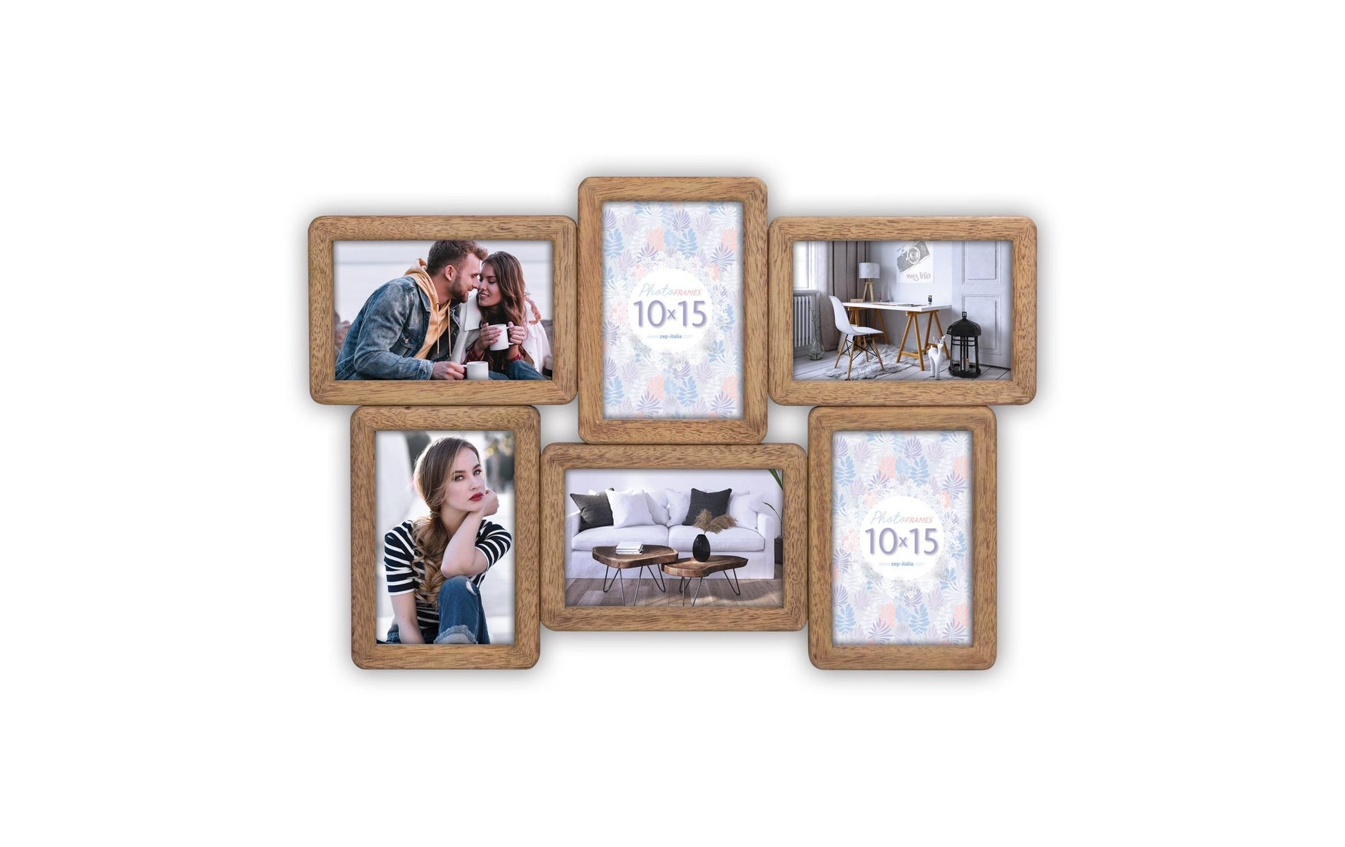 ZEP Bilderrahmen-Set – für 10 × 15 cm, 6-teilig – MDF & Holz, braun