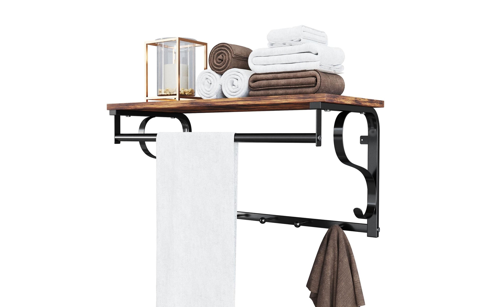 Vasagle Wandgarderobe – 5 Haken, MDF/Edelstahl, Braun, 60 × 30 × 31,7 cm