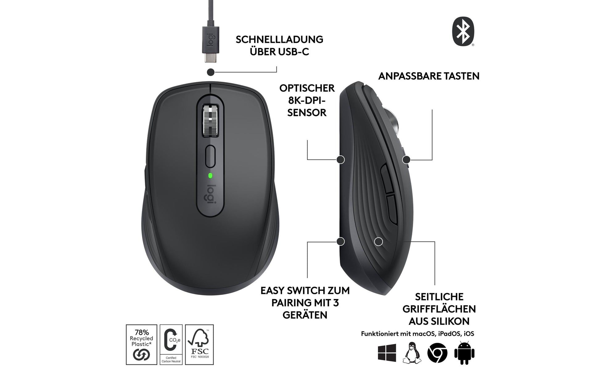 Logitech MX Anywhere 3S Mobile Maus – Graphit