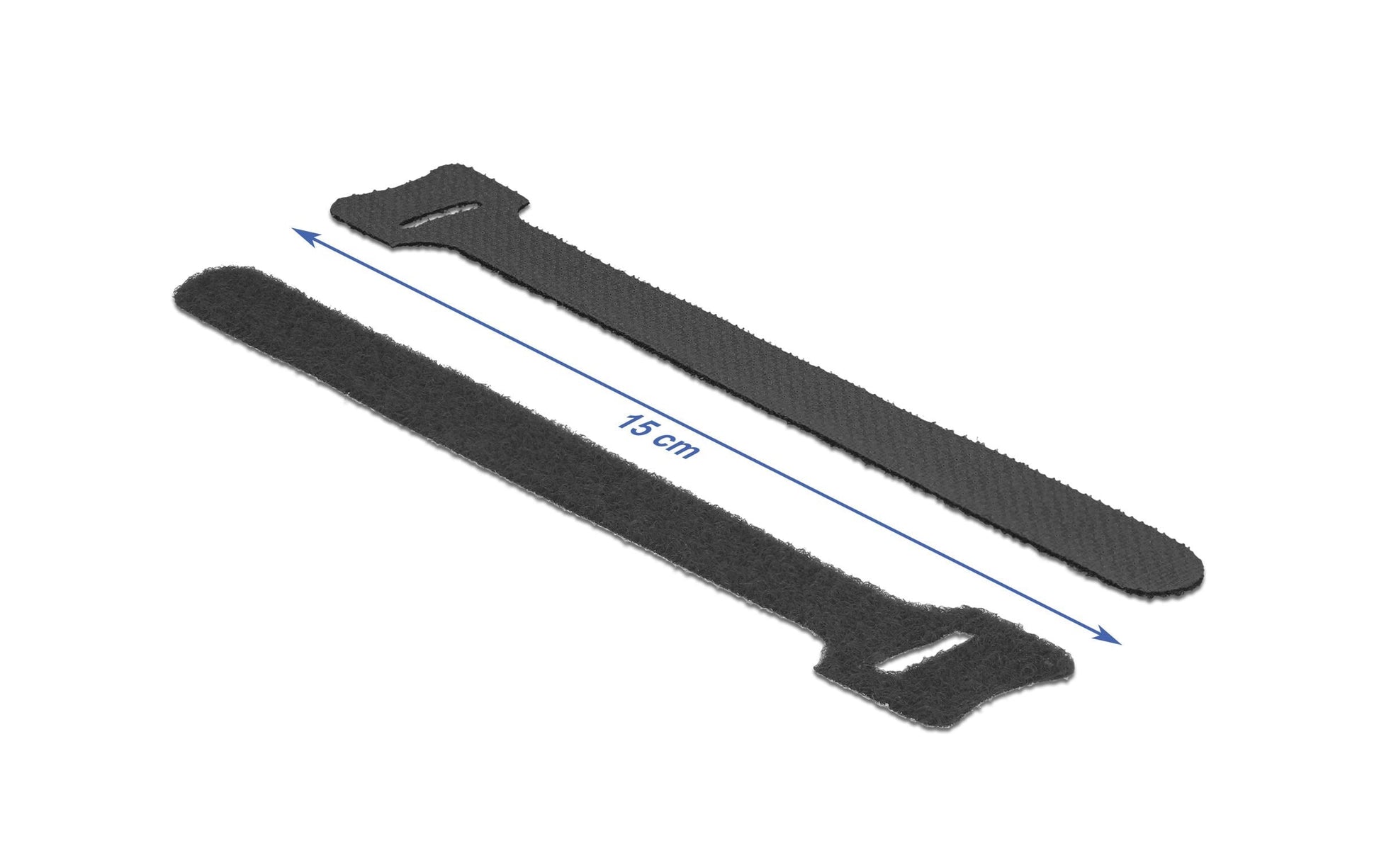 DeLOCK Klettkabelbinder, 12 mm × 0,15 m, schwarz, 10 Stück