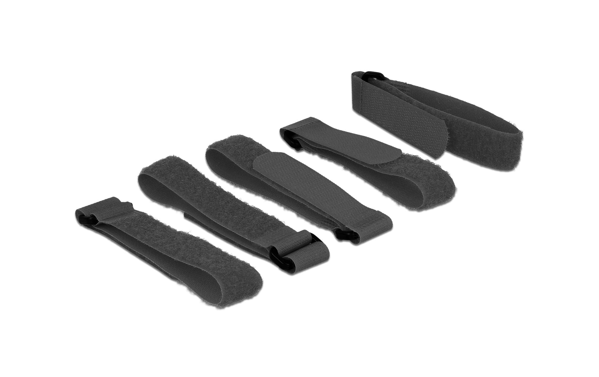 DeLOCK Klettkabelbinder, 300×20 mm, 5er-Pack, schwarz