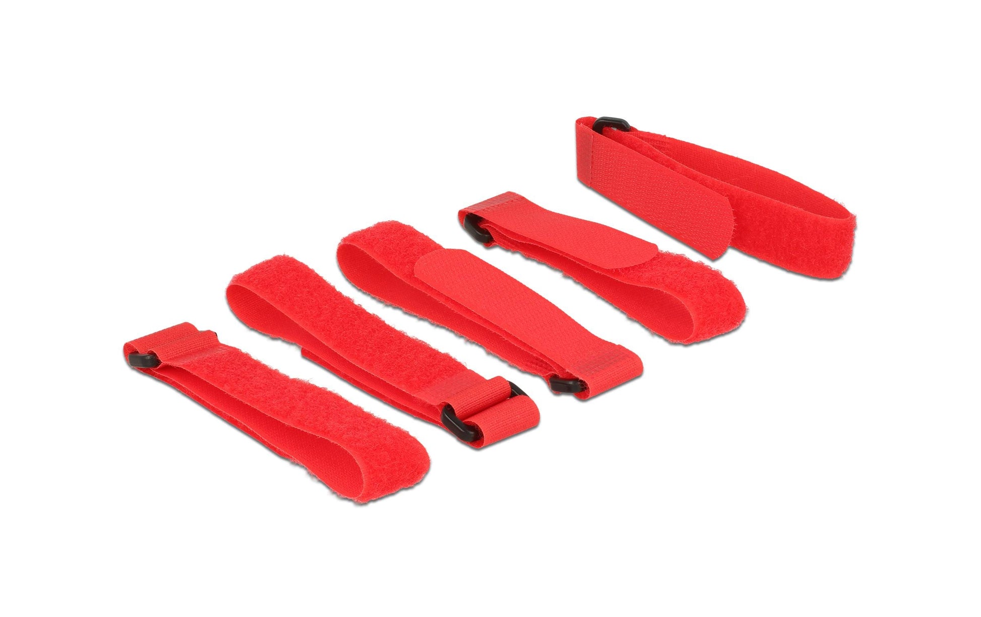 DeLOCK Klettkabelbinder, 20×300 mm, 5er-Pack – Rot