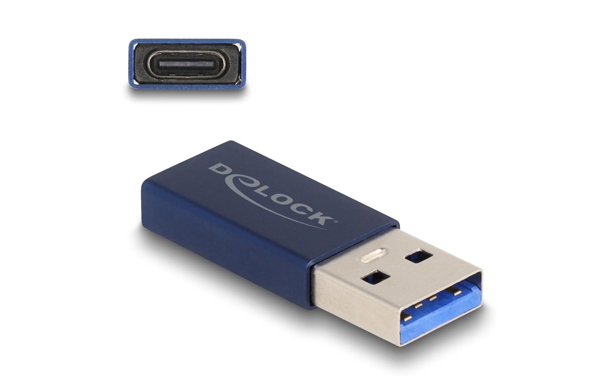 DeLOCK Adapter USB-A zu USB-C – USB 3.2 Gen 2 (10 Gbit/s), aktiv, blau