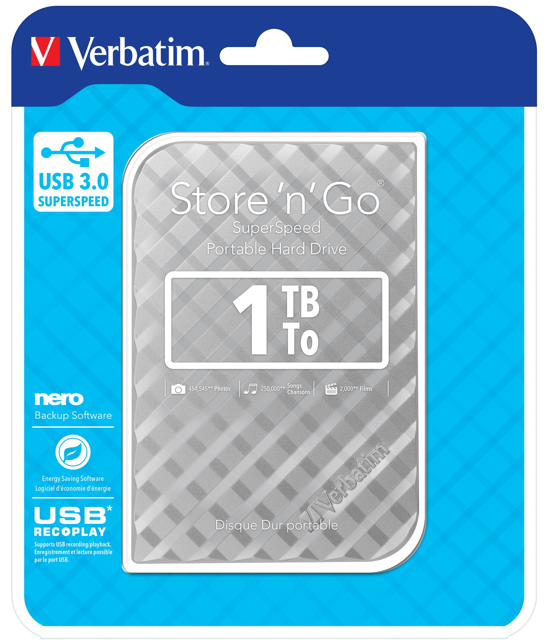 Verbatim Store 'n' Go 3.0 Speichergerät – 1 TB, USB 3.0, für Windows, Mac OS X, Linux