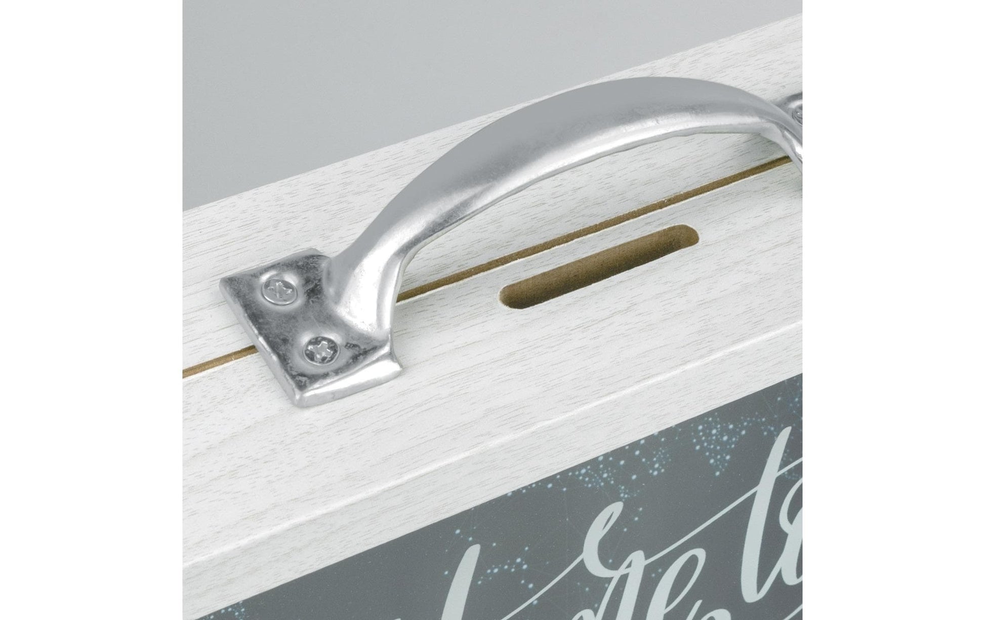 ZEP Spardose Schriftzug – Glas & Metall & Holz, weiss – 17 × 21 × 6,5 cm