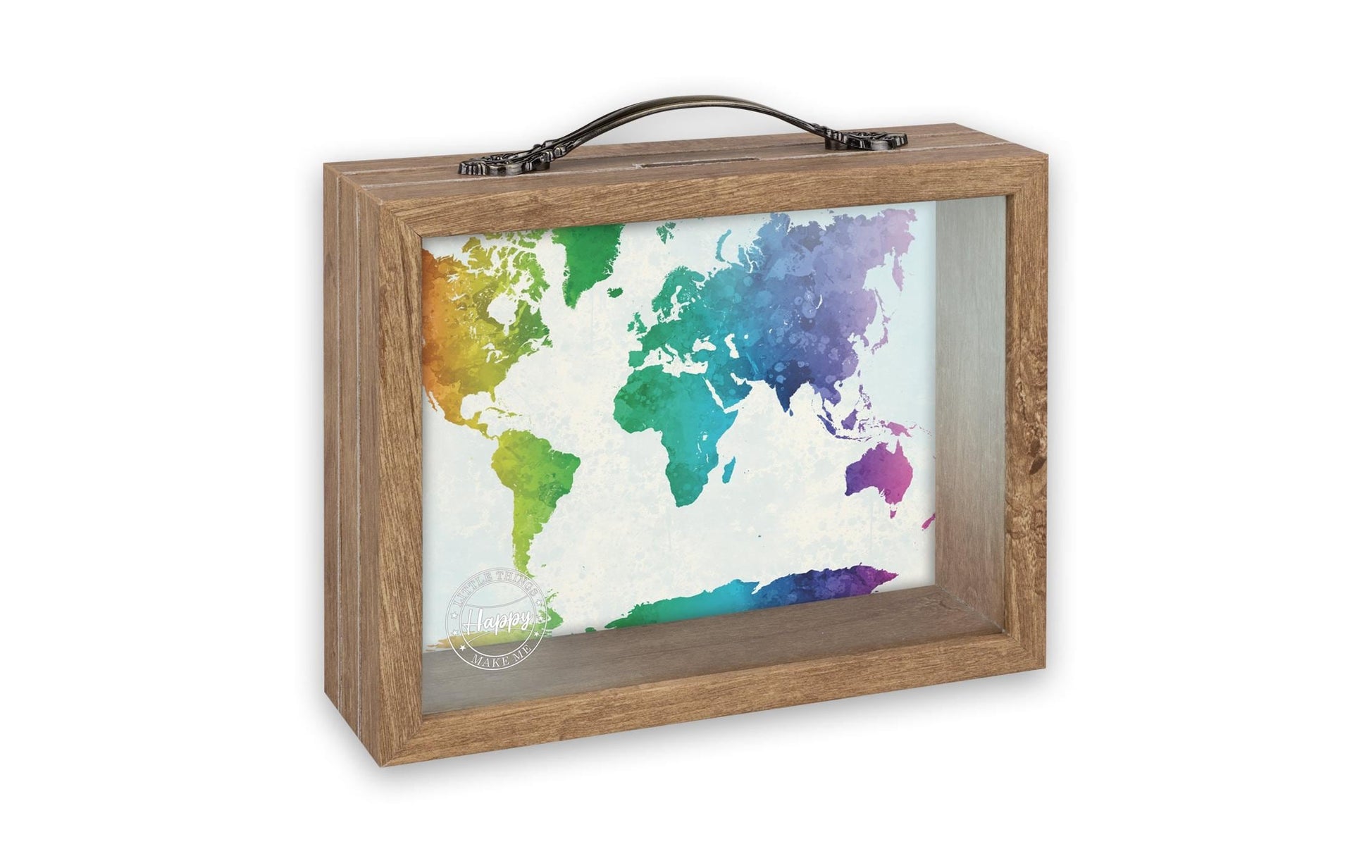 ZEP Spardose Schriftzug – Glas & Metall & Holz, braun – 21 × 17 × 6,5 cm