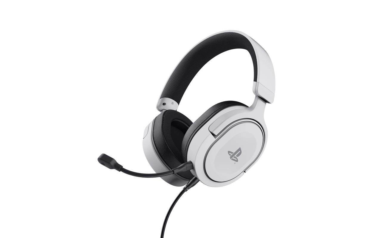 Trust GXT498W Forta – Gaming-Headset Over-Ear – 3,5 mm Klinke, abnehmbares Mikrofon – Weiss – für PS5/PS4/PC