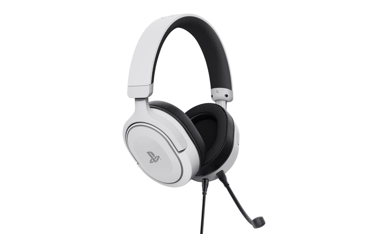 Trust GXT498W Forta – Gaming-Headset Over-Ear – 3,5 mm Klinke, abnehmbares Mikrofon – Weiss – für PS5/PS4/PC