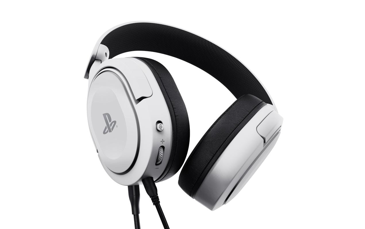 Trust GXT498W Forta – Gaming-Headset Over-Ear – 3,5 mm Klinke, abnehmbares Mikrofon – Weiss – für PS5/PS4/PC