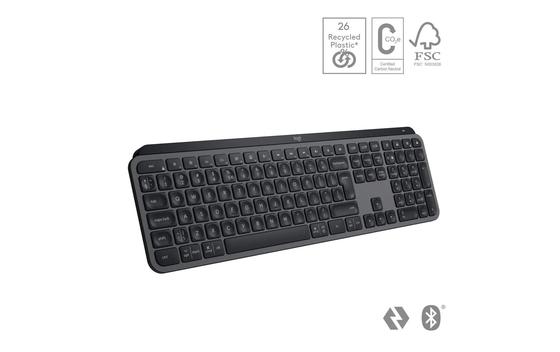 Logitech MX KEYS S – Tastatur, kabellos (Bluetooth), CH-Layout (DE-CH), Grau