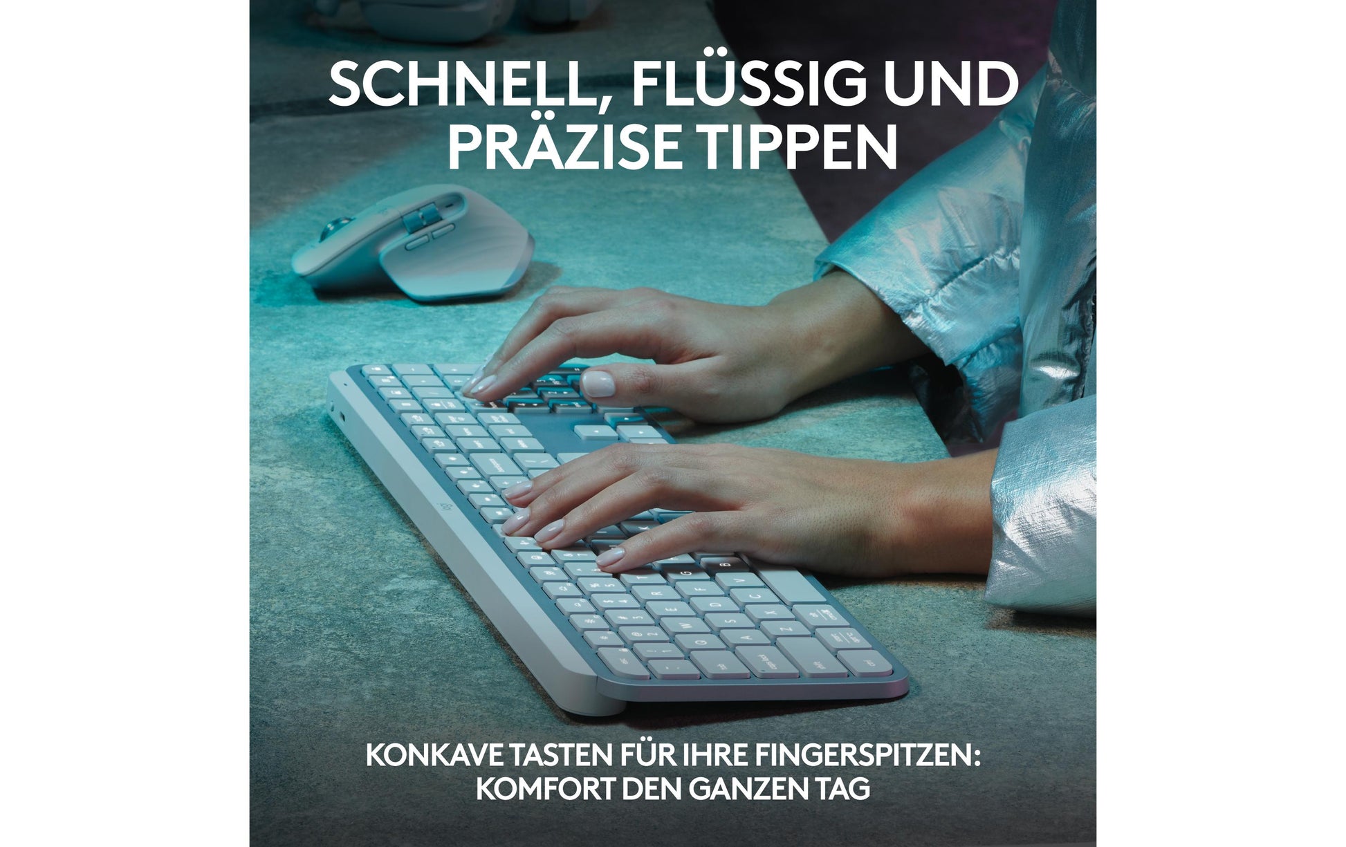 Logitech MX Keys S – Tastatur, kabellos (Bluetooth), CH-Layout (DE-CH), Grau