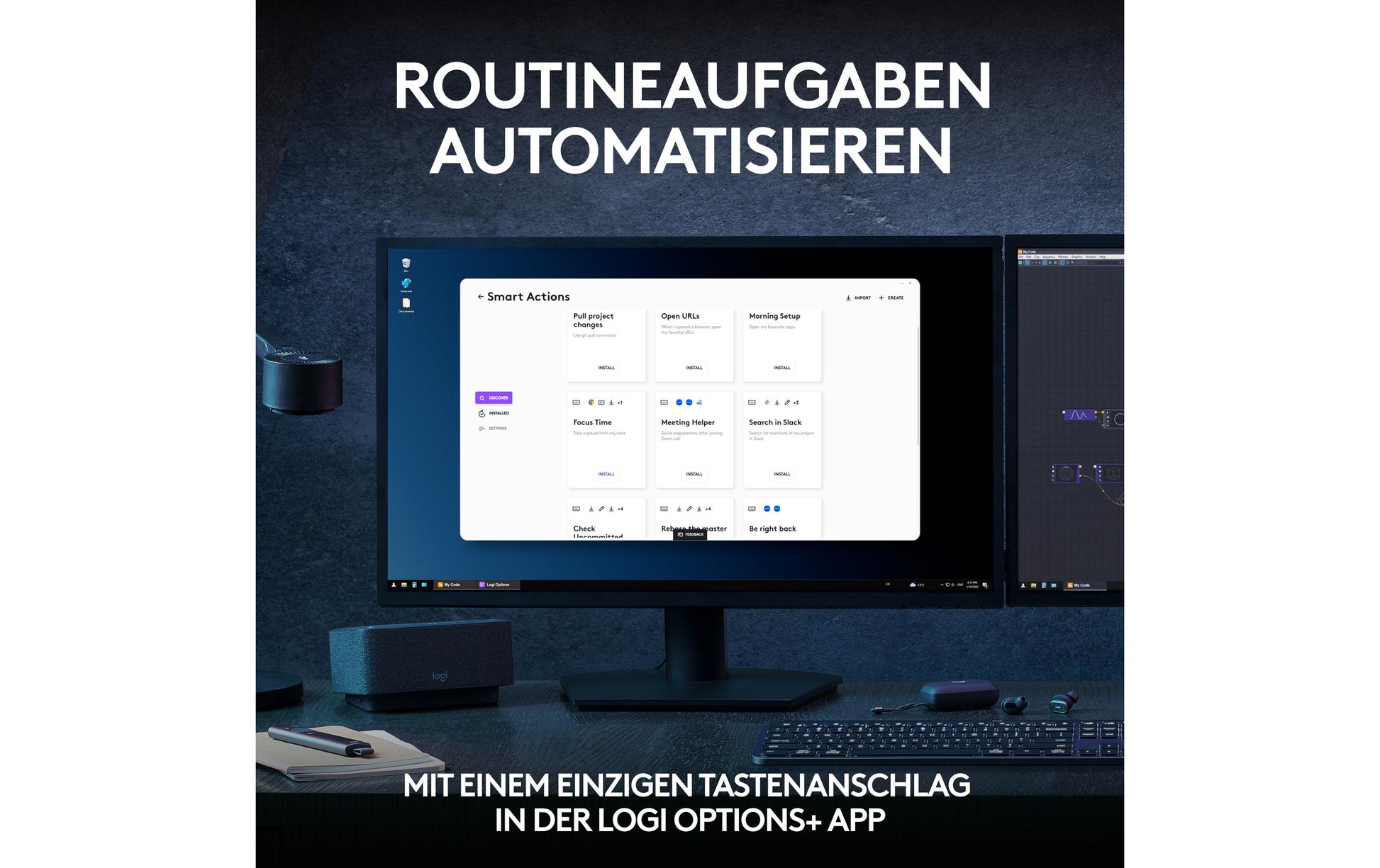 Logitech Desktop MX Keys S – Tastatur, kabellos (Bluetooth/2,4 GHz), DE-Layout (DE), Dunkelgrau