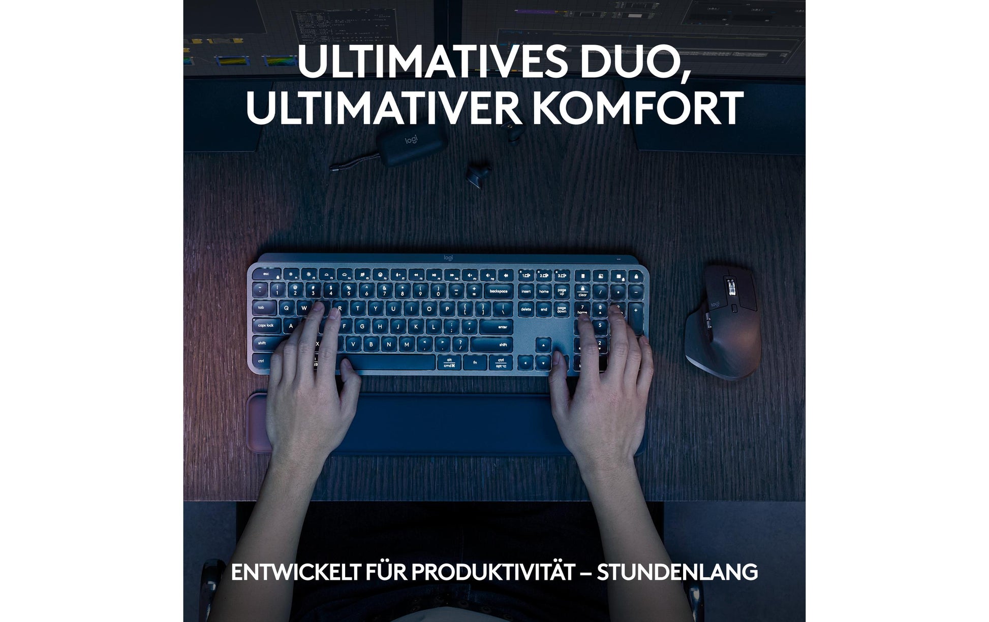 Logitech Desktop MX Keys S – Tastatur, kabellos (Bluetooth/2,4 GHz), DE-Layout (DE), Dunkelgrau