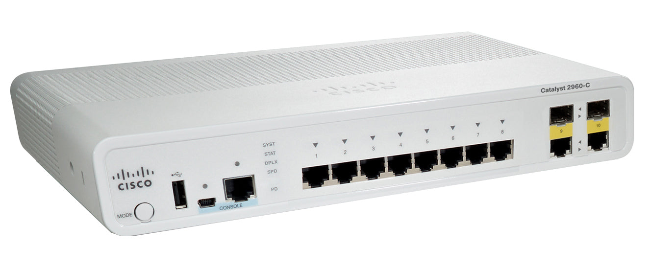 Cisco Catalyst 2960-C – Managed Switch – 8×10/100, 2×SFP, L2, 1U