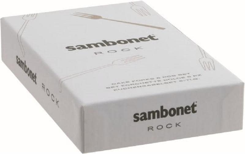 Sambonet Rock Antique Kuchengabel – 6er-Set, Edelstahl 18/10, Champagner, spülmaschinenfest