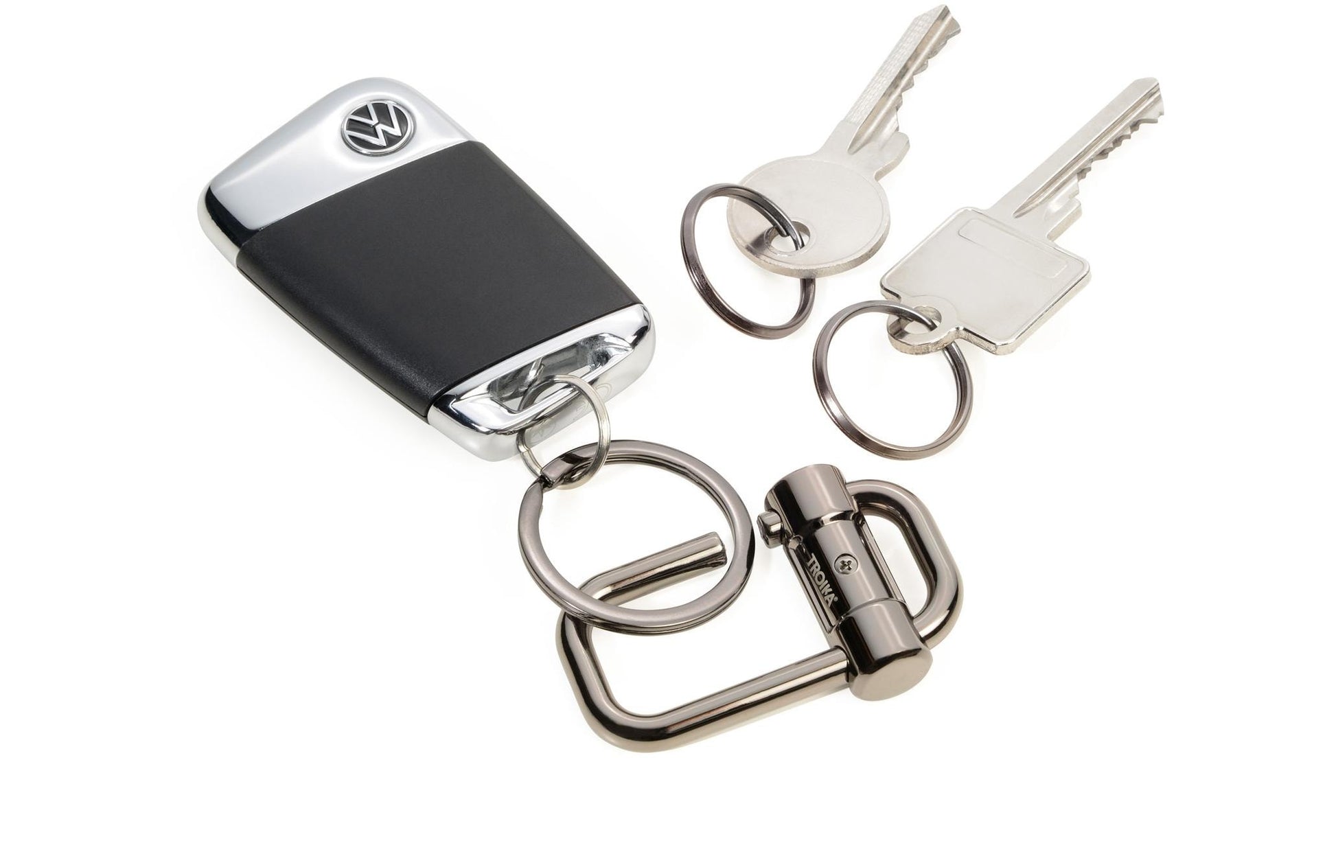 TROIKA Schlüsselanhänger 2 Way Key – 3 Ringe, Schiebeverschluss, Metall, Silber, 6er-Pack