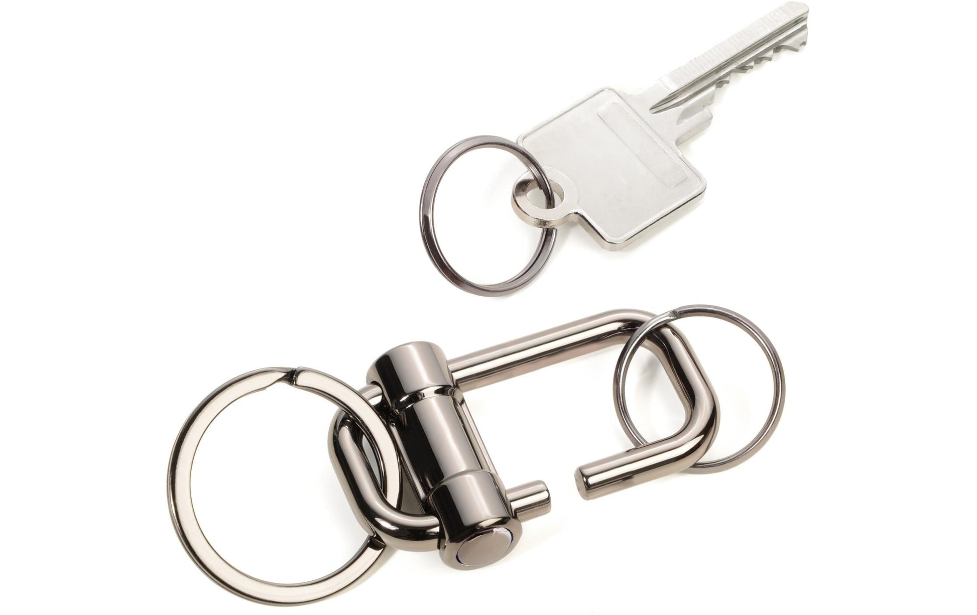 TROIKA Schlüsselanhänger 2 Way Key – 3 Ringe, Schiebeverschluss, Metall, Silber, 6er-Pack