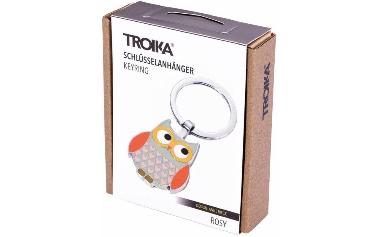 TROIKA Schlüsselanhänger Eule – Metall, Mehrfarbig, 35 × 77 × 7 mm, 6er-Pack