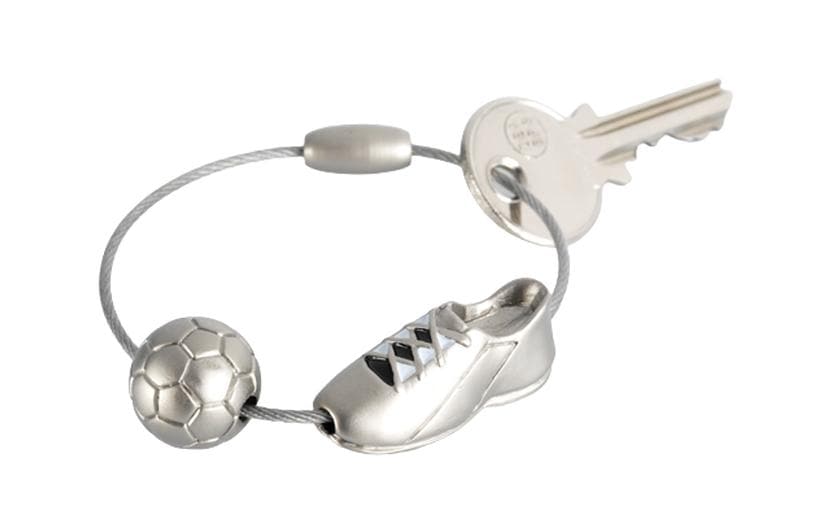 TROIKA Schlüsselanhänger Fussball – Emaille, Metall, Silber, 52 × 52 × 12 mm, 6er-Pack