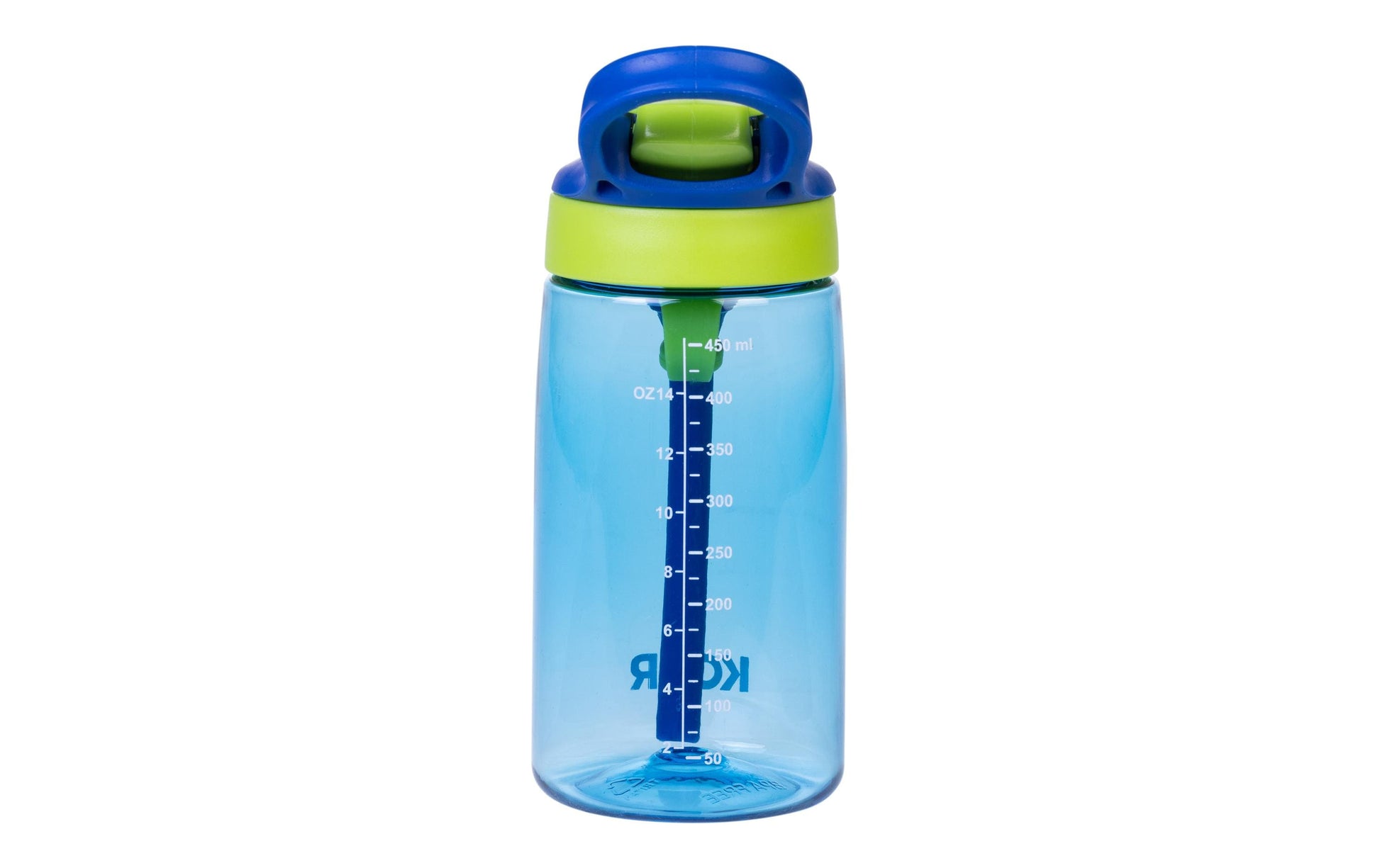 KOOR Kindertrinkflasche 450 ml – Druckknopfdeckel, Polypropylen (PP), Blau