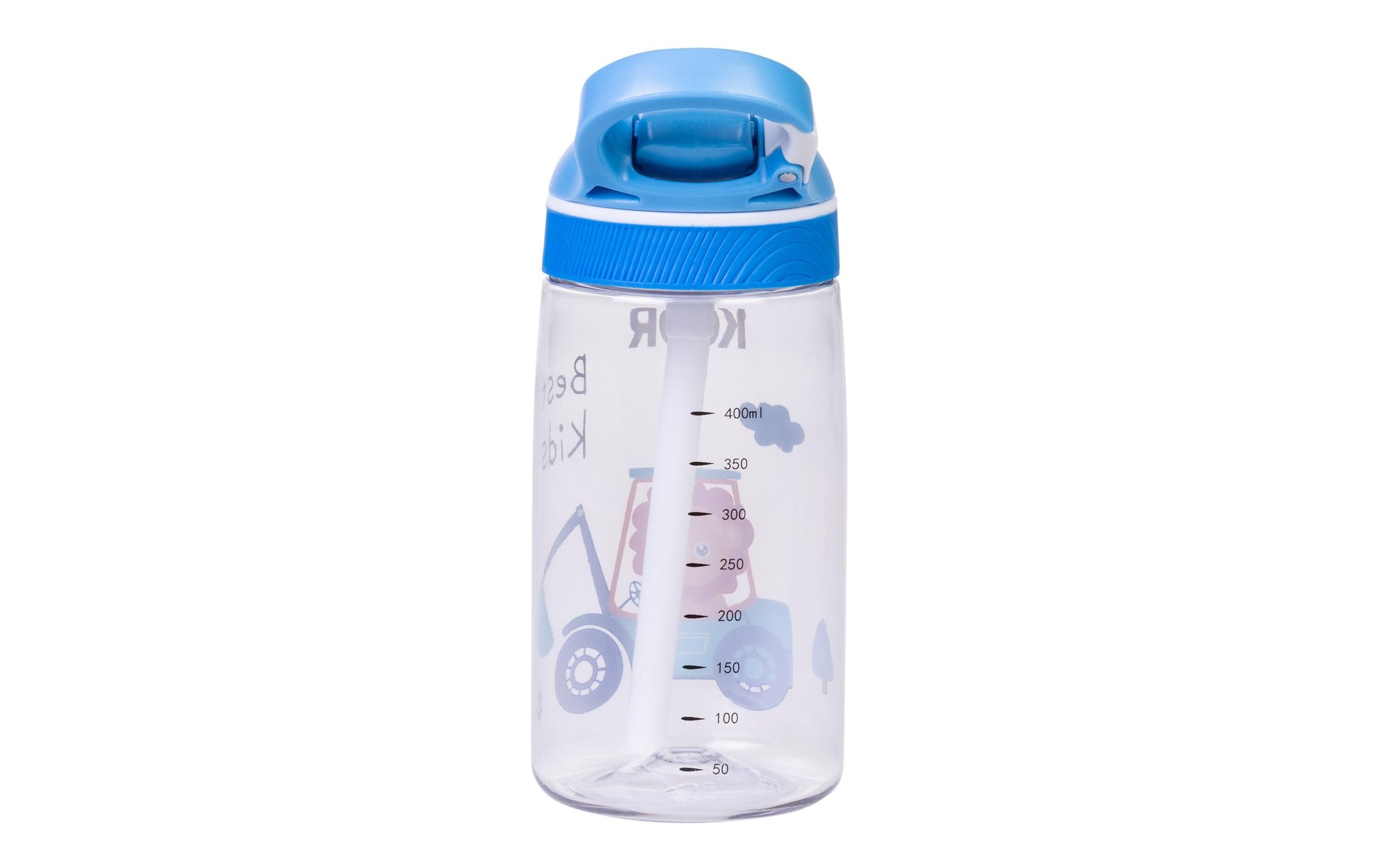 KOOR Bambini Leone Kindertrinkflasche 450 ml – mit Strohhalm, Tritan, Blau