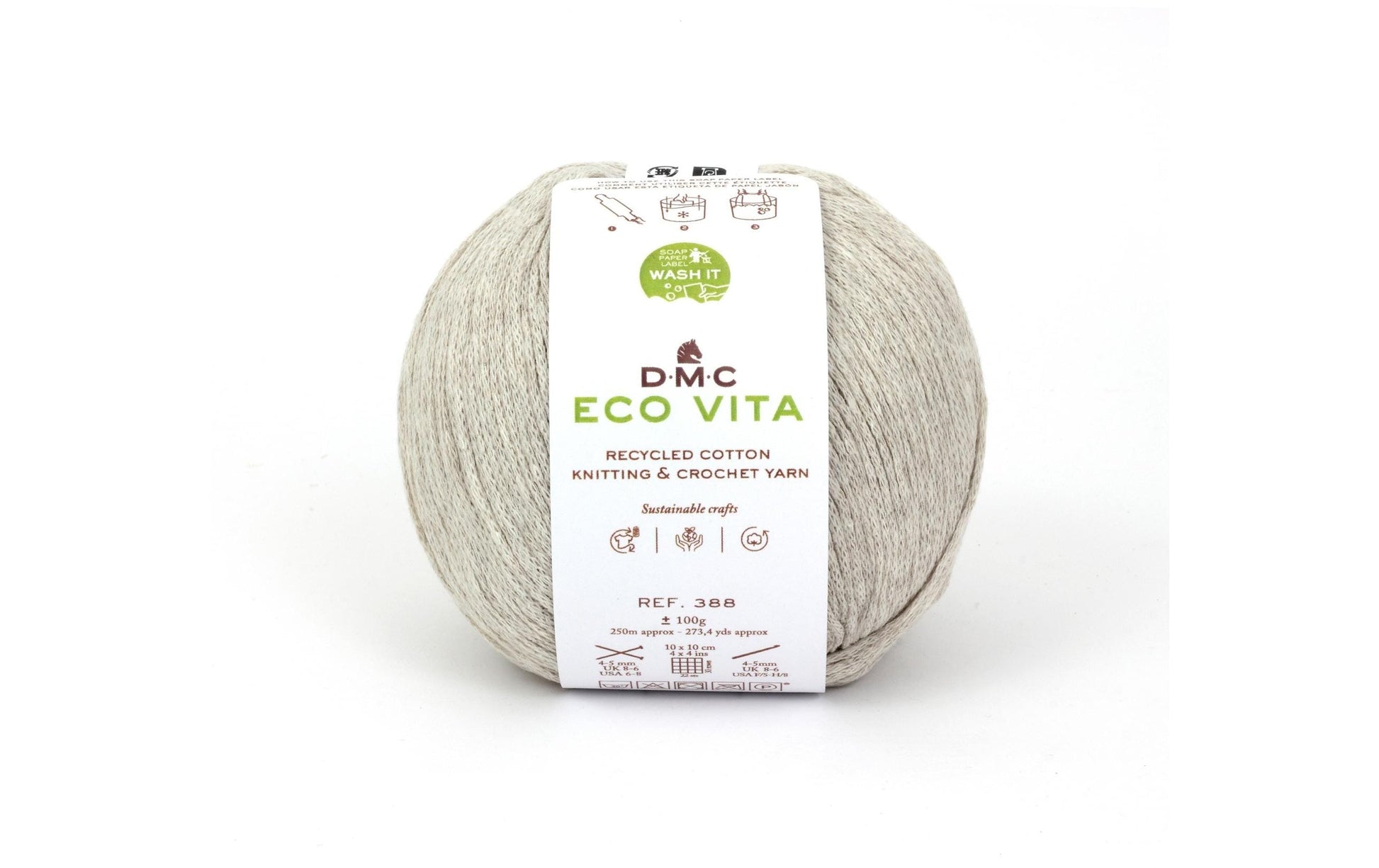 DMC Eco Vita Garn Hellbeige – 100 g, 250 m, Nadel 4 mm, 100% Baumwolle
