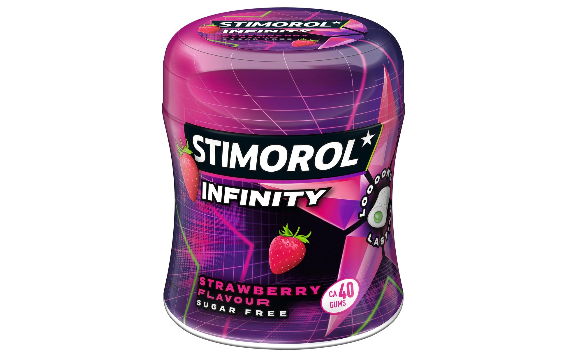 Stimorol Max Bottle Kaugummi – Erdbeere & Limette, zuckerfrei – 88 g