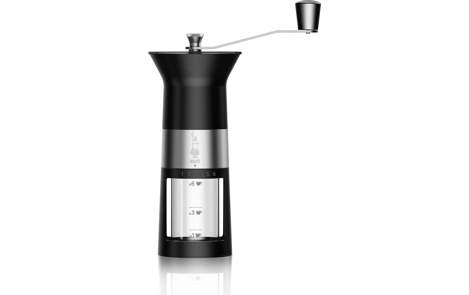 Bialetti Manuelle Kaffeemühle MCPRO001 – Schlagmesser, 6 Stufen, 45 g, Silber