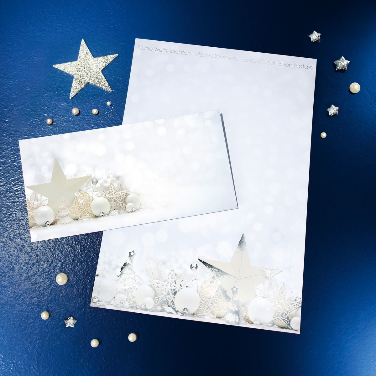 Sigel Motivpapier, White Stars, weiss, A4, 90 g/m², für Inkjet, Laser/Farblaser, Kopierer, 25 Blatt, FSC