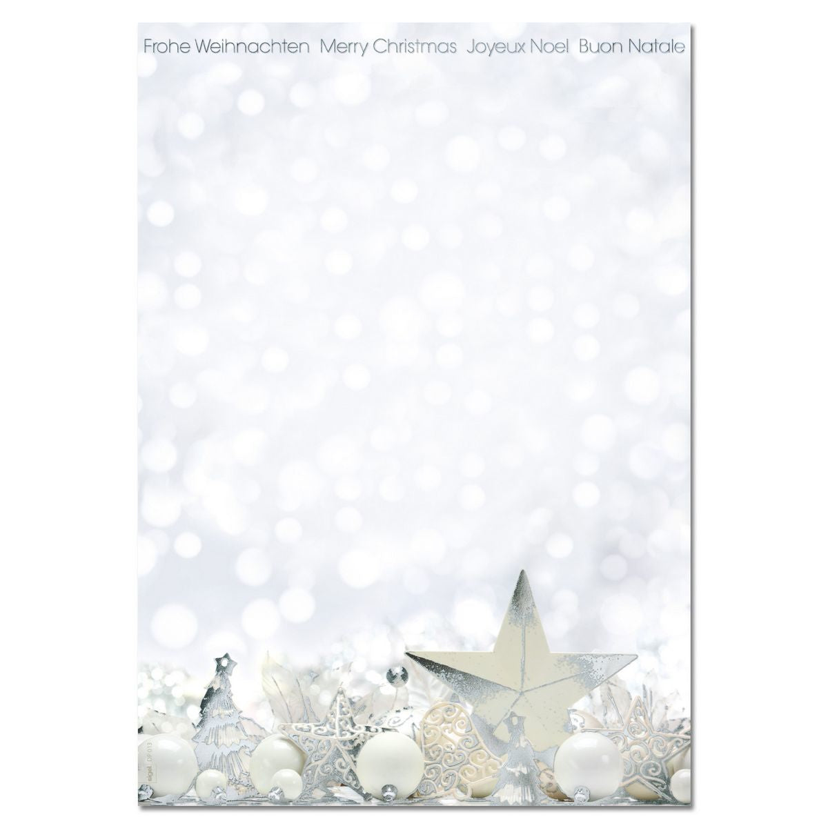Sigel Motivpapier, White Stars, weiss, A4, 90 g/m², für Inkjet, Laser/Farblaser, Kopierer, 25 Blatt, FSC