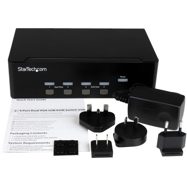 StarTech.com 4-Port Dual-View VGA KVM-Switch – 1920 × 1200, USB 2.0-Hub, Audio