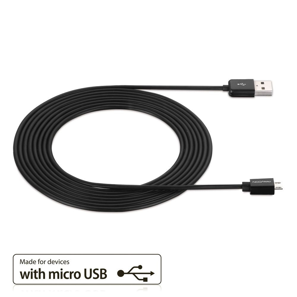 deleyCON USB-A auf Micro-USB-B Kabel – USB 2.0 (480 Mbit/s) – 0,5 m – Schwarz – für Galaxy S5 und mehr