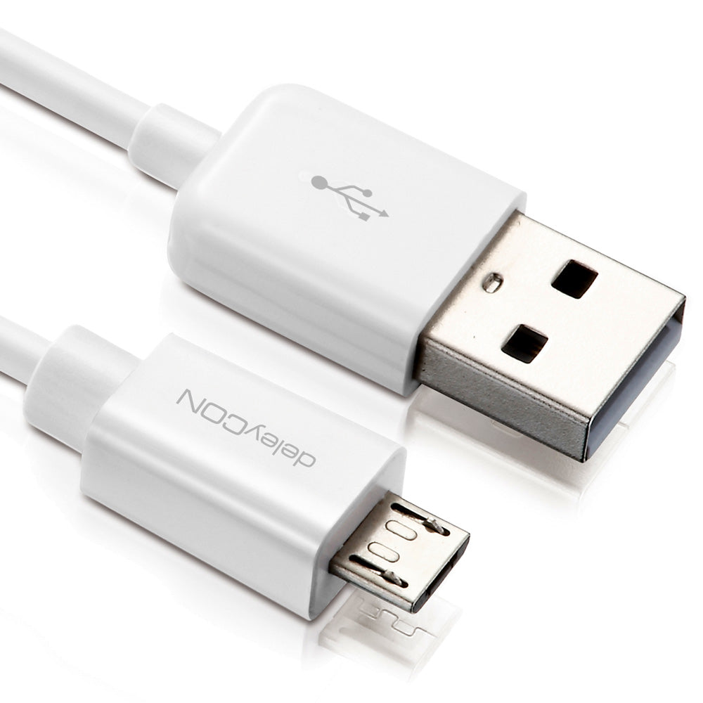 deleyCON USB-A auf Micro-USB-B Kabel – USB 2.0 (480 Mbit/s) – 1,5 m – Weiss – für Galaxy S5 und mehr