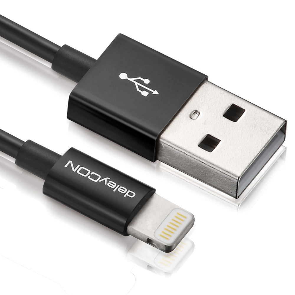 DeleyCON Kabel – USB-A auf Lightning 1 m, MFi zertifiziert, Schwarz – für iPhone/iPad