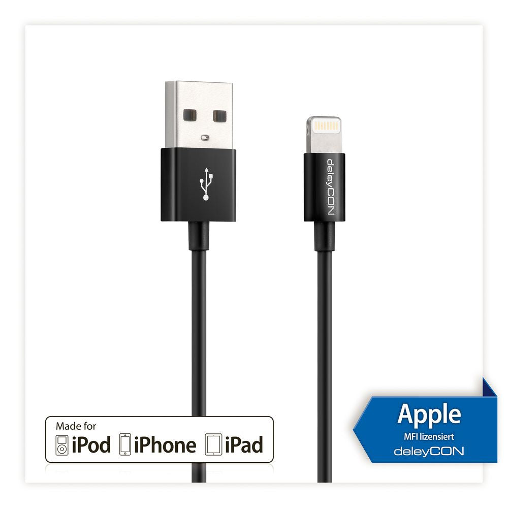 DeleyCON Daten- & Ladekabel – USB-A auf Lightning 0,5 m, MFi zertifiziert – für iPhone/iPad