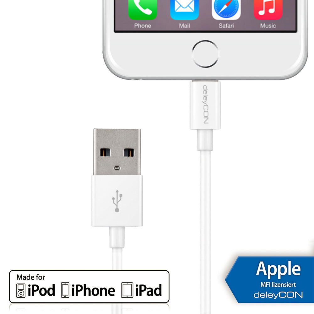 DeleyCON Kabel – USB-A auf Lightning 1 m, MFi zertifiziert – für iPhone/iPad