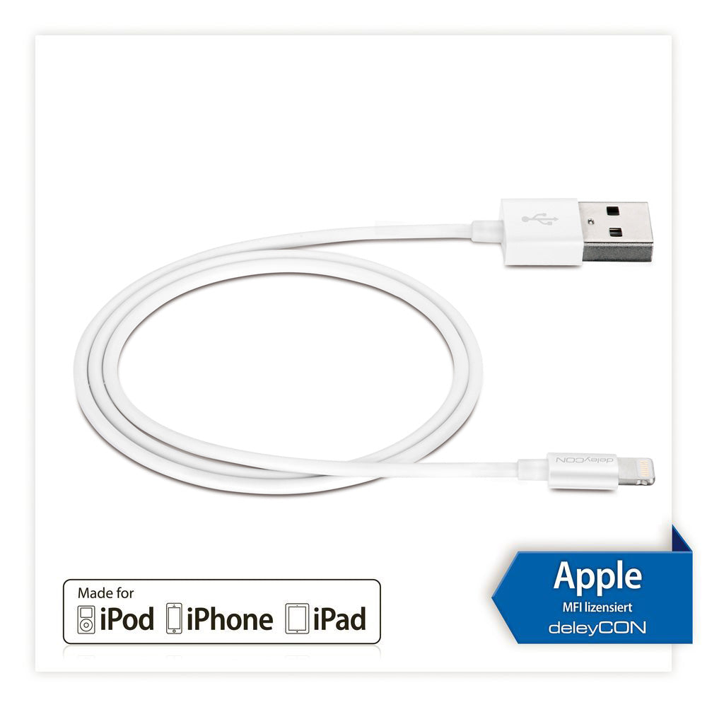 DeleyCON Kabel – USB-A auf Lightning 1 m, MFi zertifiziert – für iPhone/iPad
