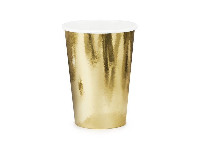 PartyDeco Becher, Papier – 2,2 dl – Gold – 6 Stk.