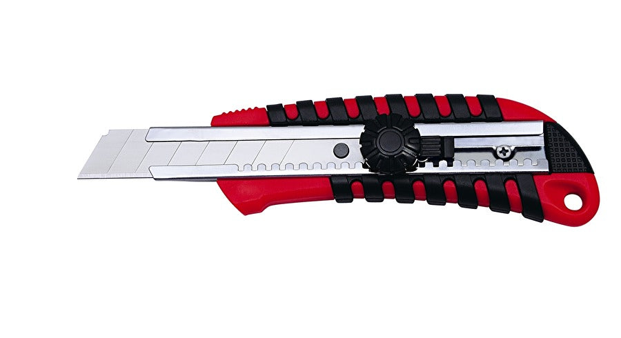 Wedo Profi-Cutter 78 5018 – Abbrechmesser 18 mm, Feststellschraube, inkl. 2 Klingen, Rot/Schwarz