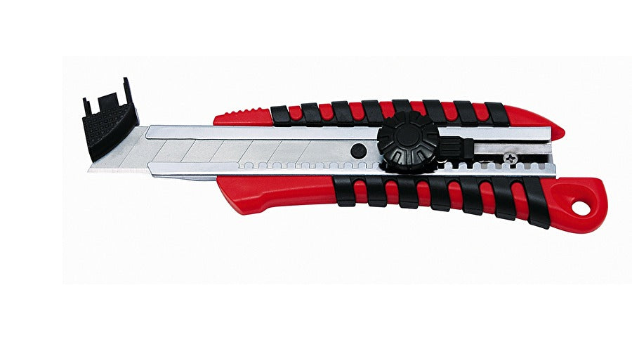 Wedo Profi-Cutter 78 5018 – Abbrechmesser 18 mm, Feststellschraube, inkl. 2 Klingen, Rot/Schwarz