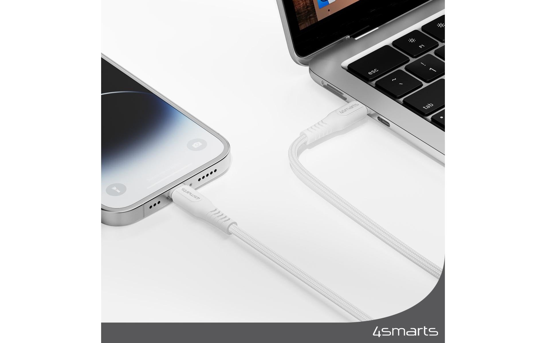 4smarts Kabel – USB-C auf Lightning 1,5 m, PD 30 W, MFi zertifiziert, geflochten – für iPhone/iPad