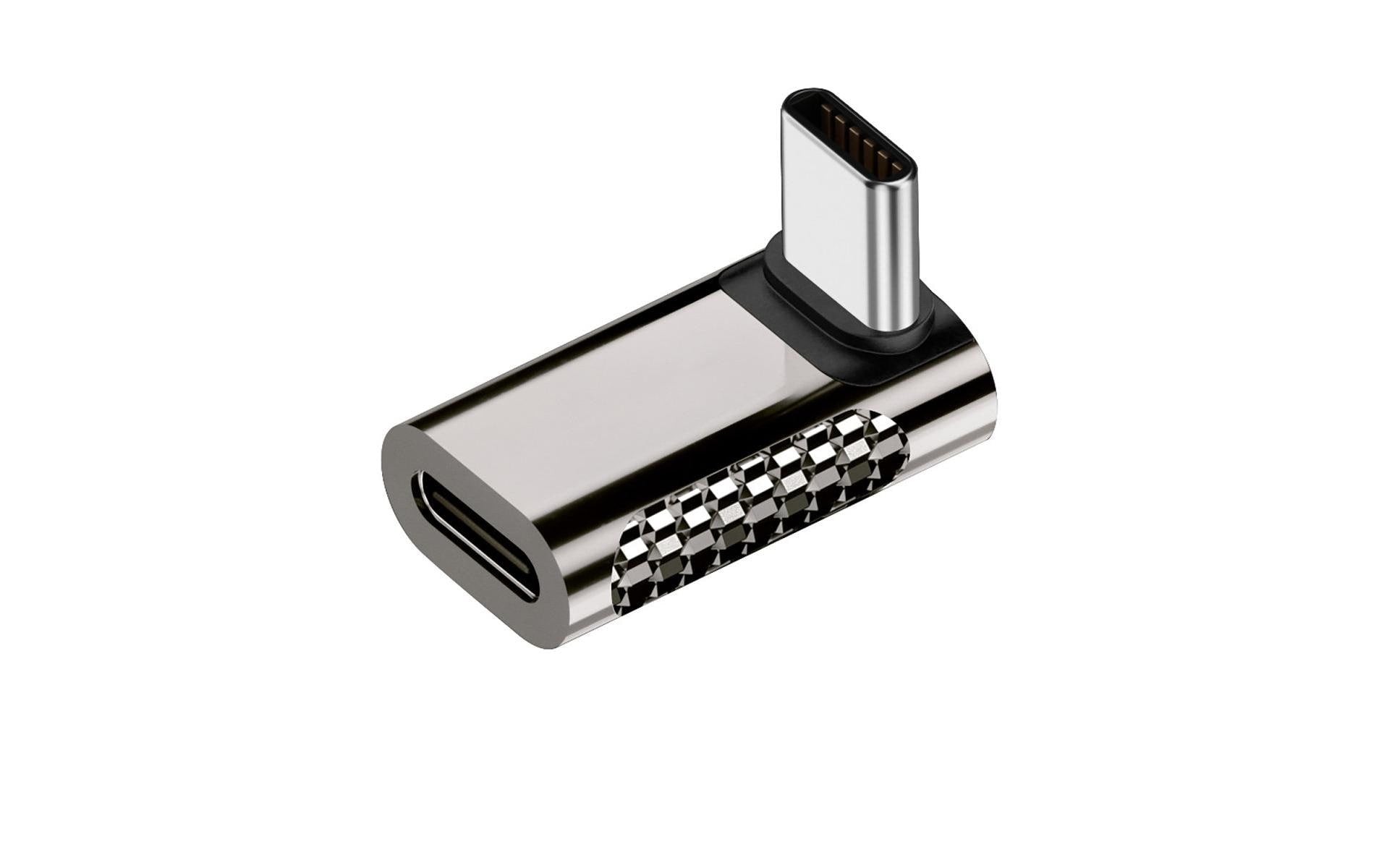4smarts USB-Adapter USB-C auf USB-C – USB 3.2 Gen 2x2 (20 Gbit/s) – Abgewinkelt – Silber – 4er-Set