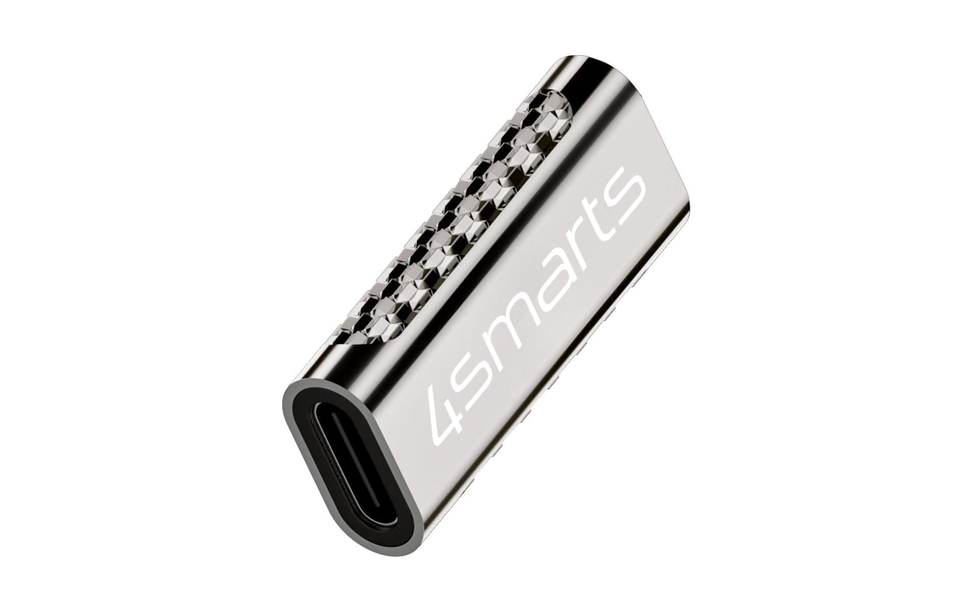4smarts USB-Adapter USB-C auf USB-C – USB 3.2 Gen 2x2 (20 Gbit/s) – Abgewinkelt – Silber – 4er-Set