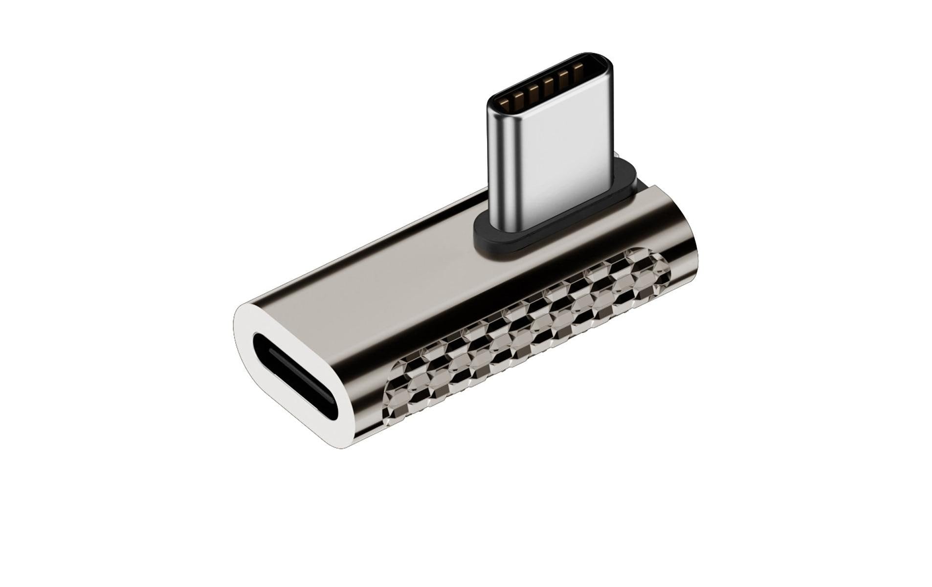 4smarts USB-Adapter USB-C auf USB-C – USB 3.2 Gen 2x2 (20 Gbit/s) – Abgewinkelt – Silber – 4er-Set