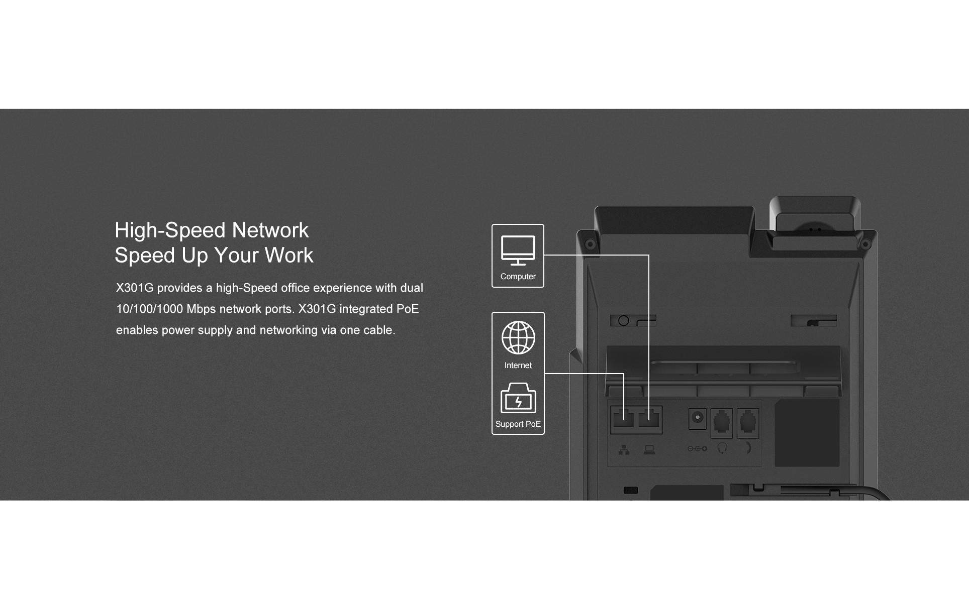 Fanvil X301G – IP-Telefon, 2 SIP-Konten, 2,3", Gigabit, PoE, für Yeastar, Schwarz
