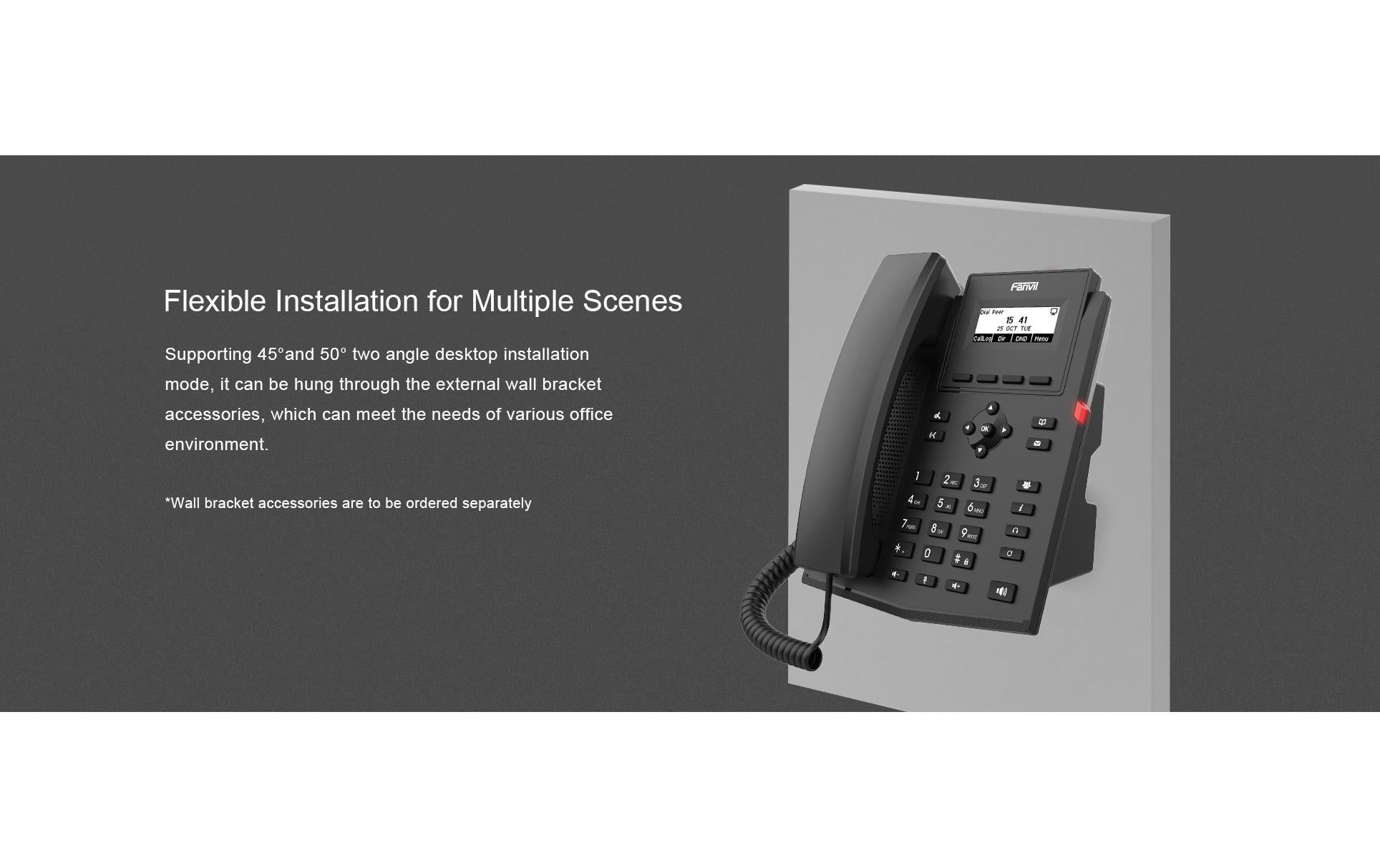 Fanvil X301G – IP-Telefon, 2 SIP-Konten, 2,3", Gigabit, PoE, für Yeastar, Schwarz