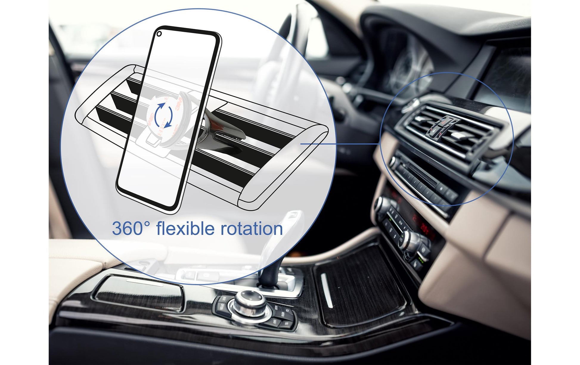 DeLOCK Auto-Halterung, Lüftung, 360° drehbar – universal – Anthrazit, Metall/Kunststoff