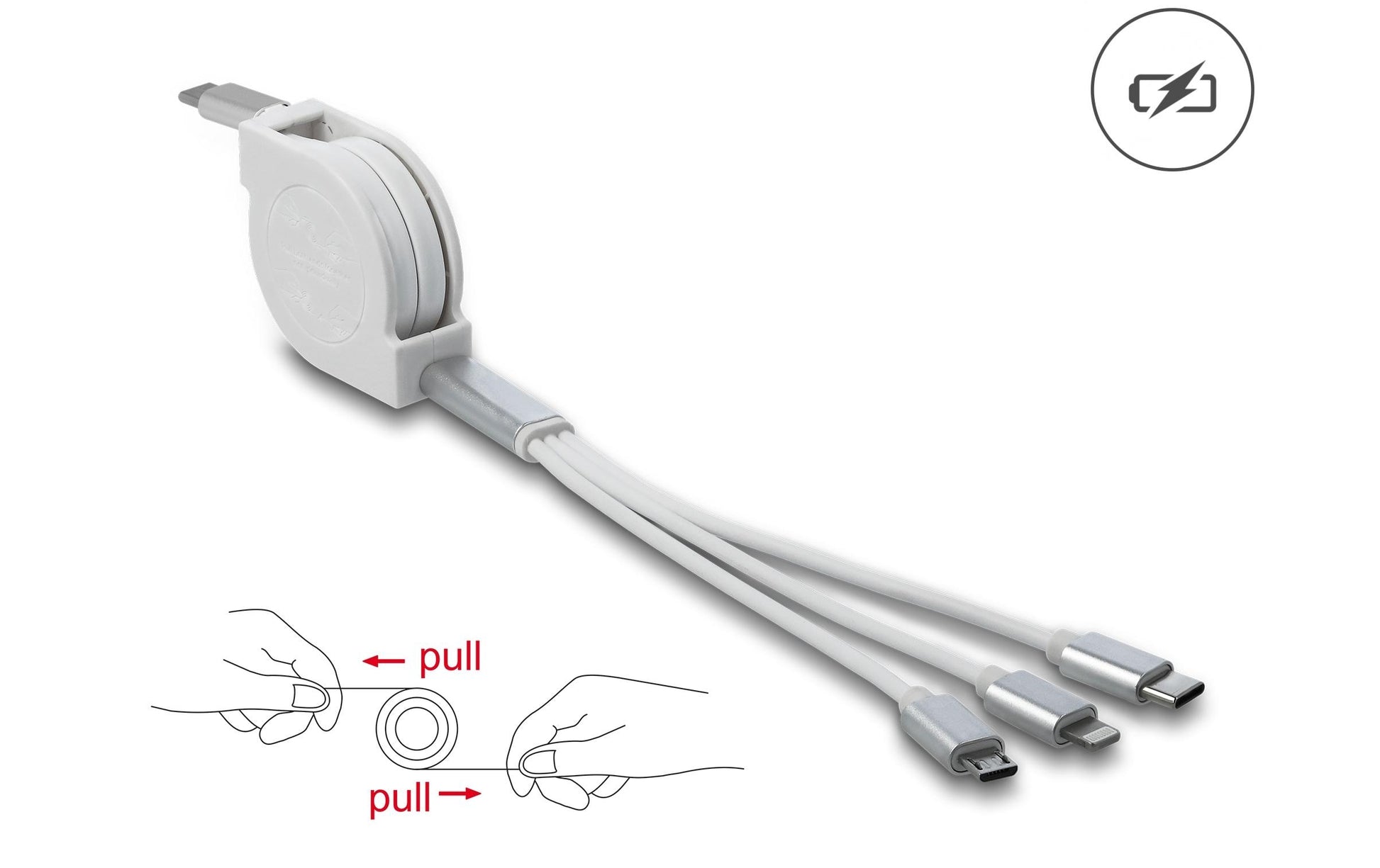 DeLOCK USB-Kabel – USB-C auf USB-C/Micro-USB-B/Lightning – USB 2.0 (480 Mbit/s) – 0,98 m